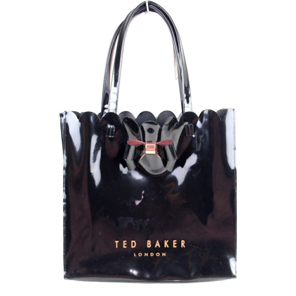 LARGE Ted Baker BLACK PVC LOGO TOTE BEACH BAG HOBO SHOULDER BAG HANDBAG PURSE